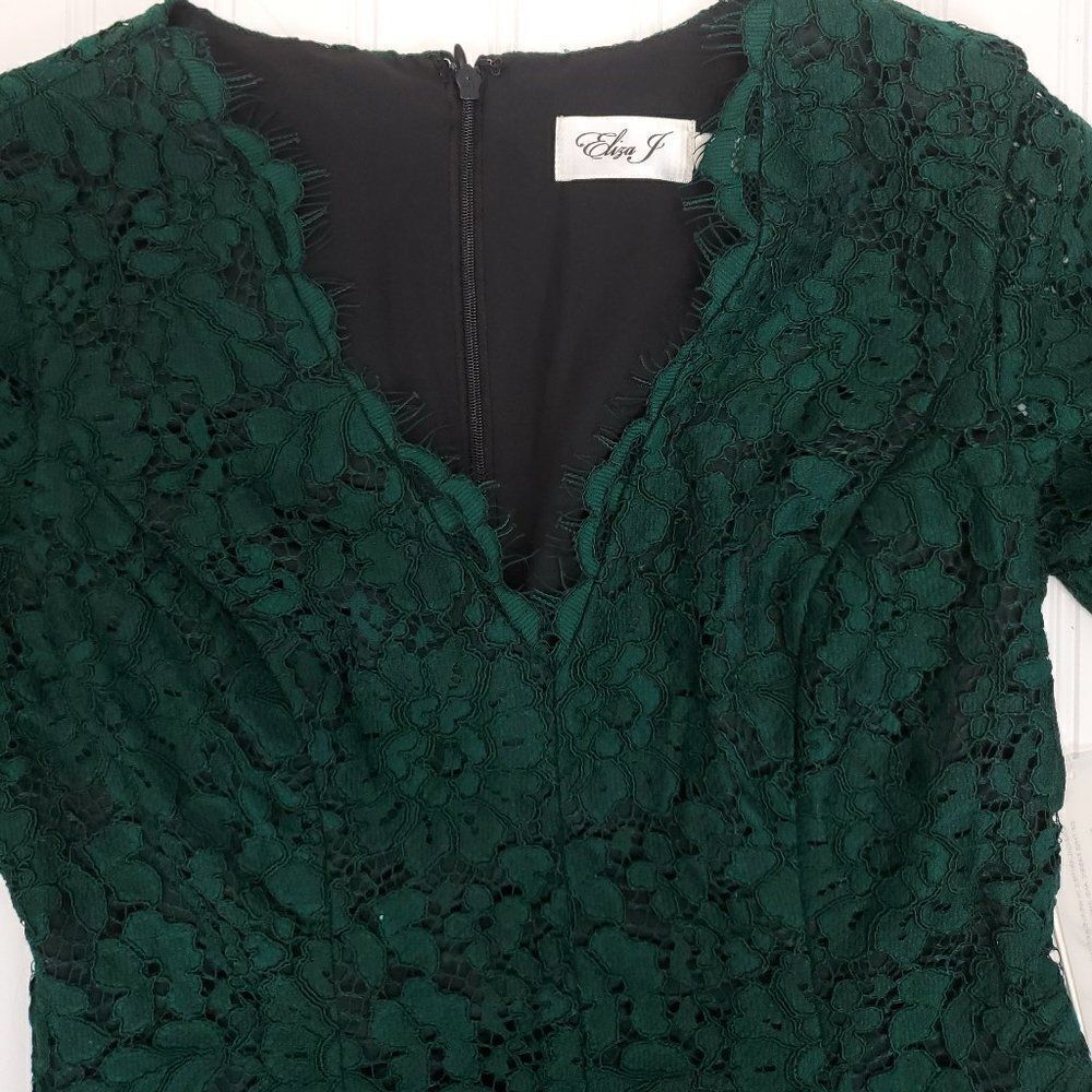 Eliza J Green Bell Sleeve Lace Mini Dress J-0238f1.6 - Picture 11 of 13